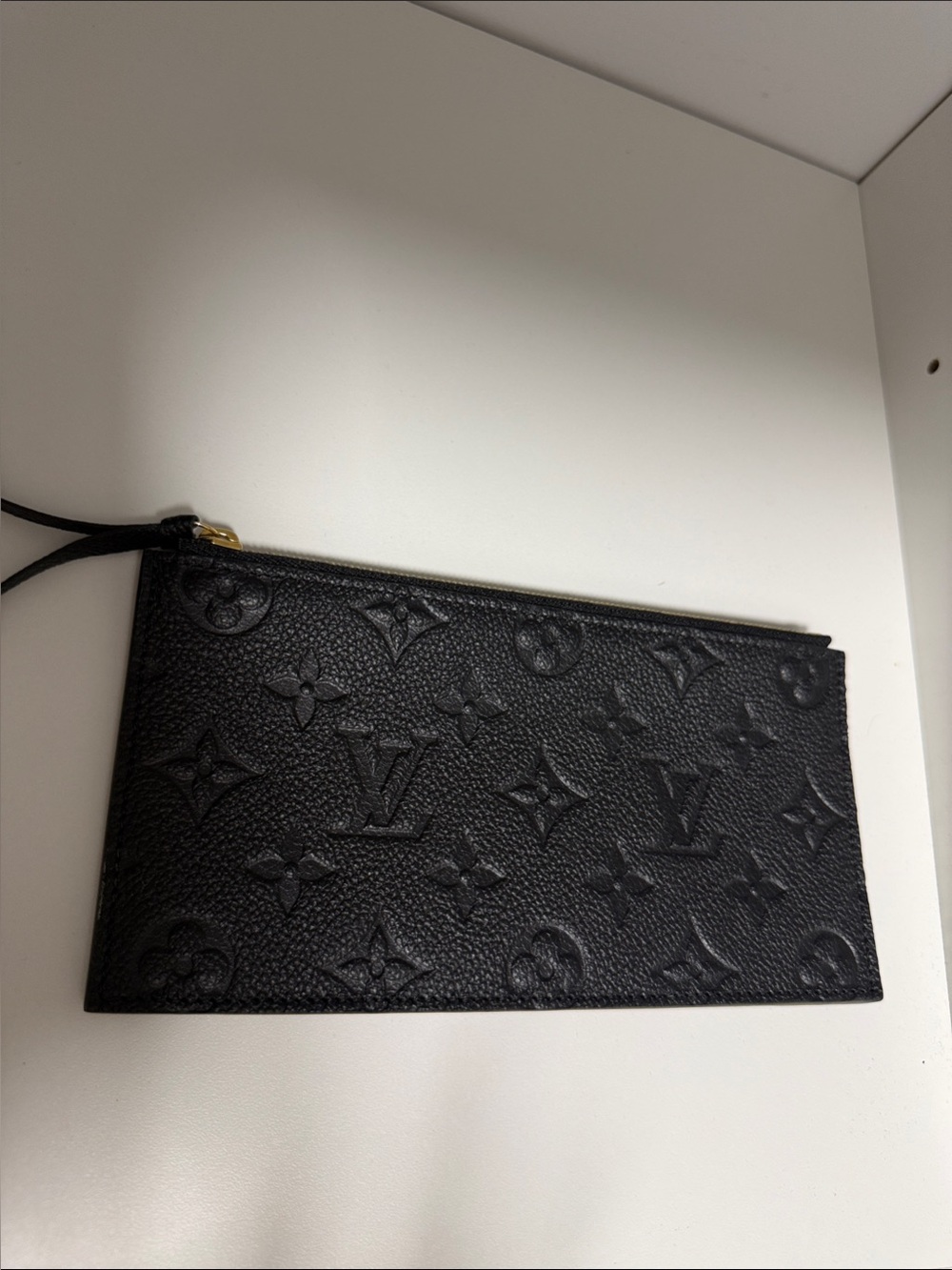 Louis Vuitton Black Embossed Monogram Wristlet Pouch